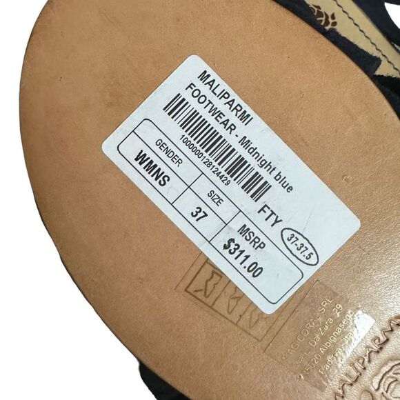 NWT Maliparmi Women's Navy Suede ankle wrap flat Sandals size 37/ 6.5 US - Picture 7 of 8